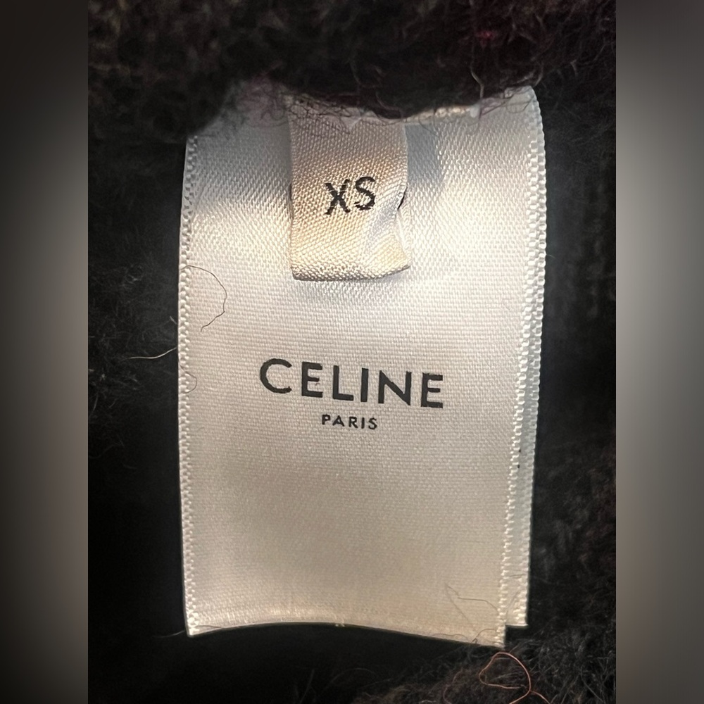 Celine Ski Jacquard Wool Hoodie Sweater XS Oversized Black Pink Made in Italy - Picture 8 of 14